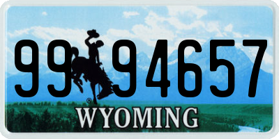 WY license plate 9994657