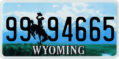 WY license plate 9994665