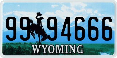 WY license plate 9994666