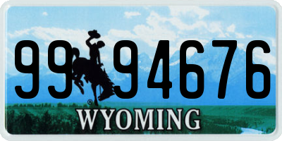 WY license plate 9994676