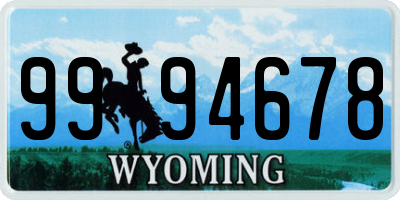 WY license plate 9994678