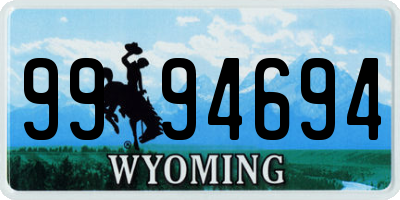 WY license plate 9994694