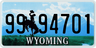WY license plate 9994701