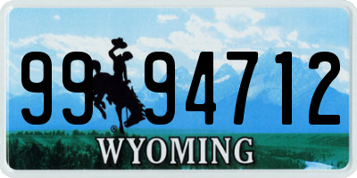 WY license plate 9994712