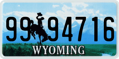 WY license plate 9994716