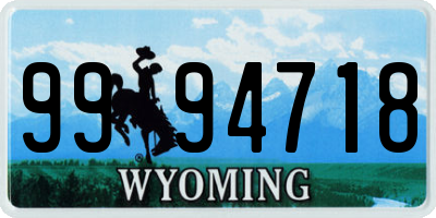 WY license plate 9994718