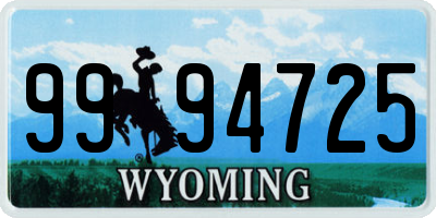 WY license plate 9994725