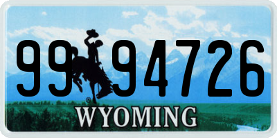 WY license plate 9994726