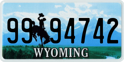 WY license plate 9994742