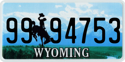 WY license plate 9994753