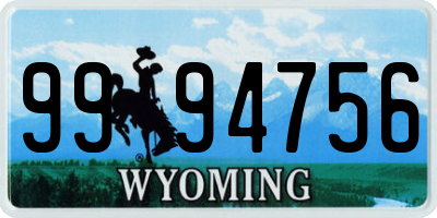 WY license plate 9994756