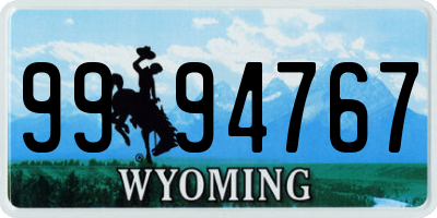 WY license plate 9994767