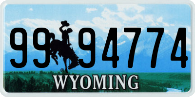 WY license plate 9994774