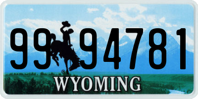 WY license plate 9994781