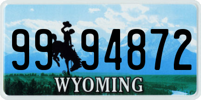 WY license plate 9994872