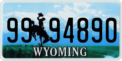 WY license plate 9994890