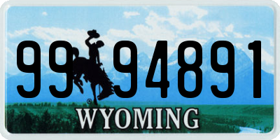 WY license plate 9994891