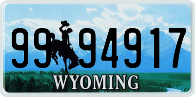 WY license plate 9994917