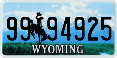 WY license plate 9994925