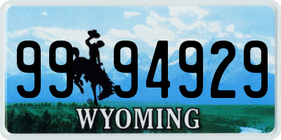 WY license plate 9994929