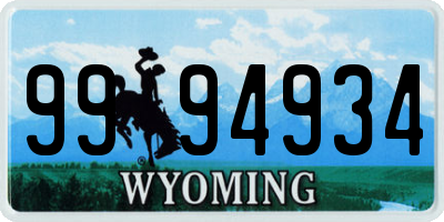 WY license plate 9994934