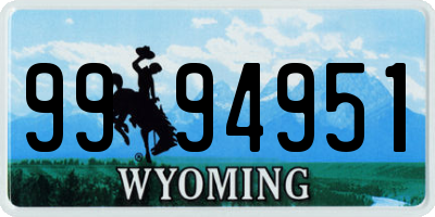 WY license plate 9994951