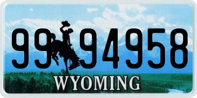 WY license plate 9994958