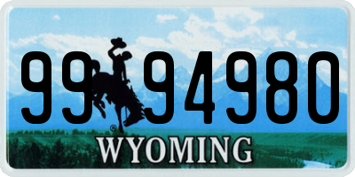 WY license plate 9994980