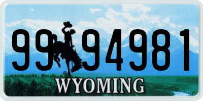 WY license plate 9994981