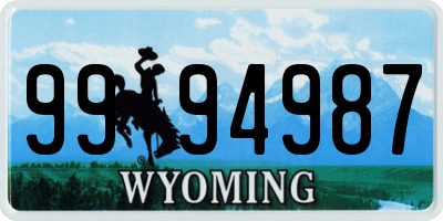 WY license plate 9994987
