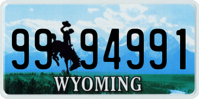WY license plate 9994991