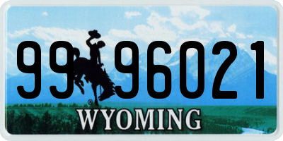 WY license plate 9996021
