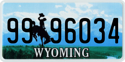WY license plate 9996034