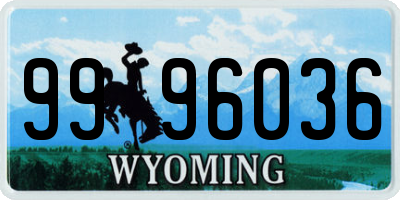 WY license plate 9996036