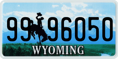 WY license plate 9996050
