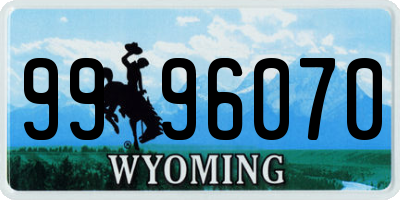 WY license plate 9996070