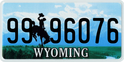 WY license plate 9996076