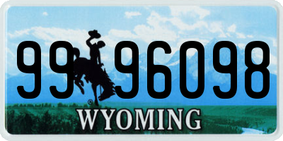 WY license plate 9996098
