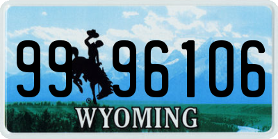 WY license plate 9996106