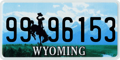 WY license plate 9996153