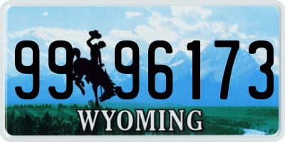 WY license plate 9996173