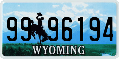 WY license plate 9996194