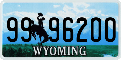 WY license plate 9996200