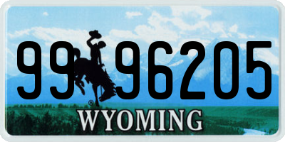 WY license plate 9996205