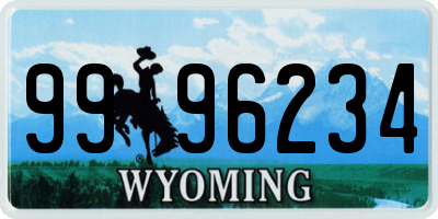 WY license plate 9996234