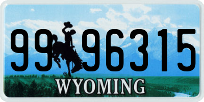 WY license plate 9996315