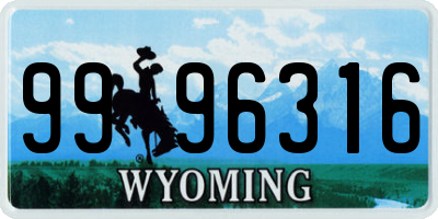 WY license plate 9996316