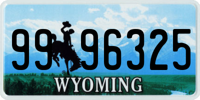 WY license plate 9996325