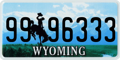 WY license plate 9996333