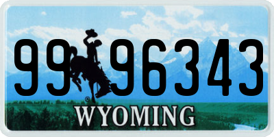 WY license plate 9996343